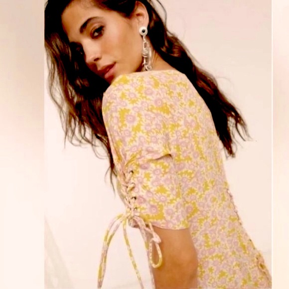 Free People Mini-Dress, Floral, Lace-Up, S - Picture 5 of 12